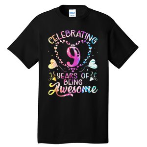 9 Years of Being Awesome 9 Years Old 9th Birthday Tie Dye Tall T-Shirt