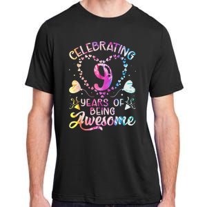 9 Years of Being Awesome 9 Years Old 9th Birthday Tie Dye Adult ChromaSoft Performance T-Shirt