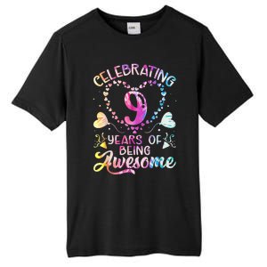 9 Years of Being Awesome 9 Years Old 9th Birthday Tie Dye Tall Fusion ChromaSoft Performance T-Shirt