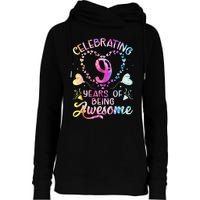 9 Years of Being Awesome 9 Years Old 9th Birthday Tie Dye Womens Funnel Neck Pullover Hood