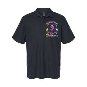 9 Years of Being Awesome 9 Years Old 9th Birthday Tie Dye Softstyle Adult Sport Polo