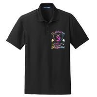 9 Years of Being Awesome 9 Years Old 9th Birthday Tie Dye Dry Zone Grid Polo