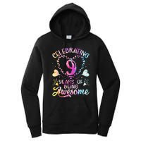 9 Years of Being Awesome 9 Years Old 9th Birthday Tie Dye Women's Pullover Hoodie