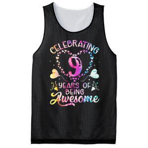 9 Years of Being Awesome 9 Years Old 9th Birthday Tie Dye Mesh Reversible Basketball Jersey Tank