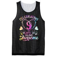 9 Years of Being Awesome 9 Years Old 9th Birthday Tie Dye Mesh Reversible Basketball Jersey Tank