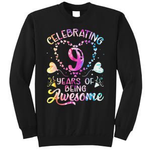 9 Years of Being Awesome 9 Years Old 9th Birthday Tie Dye Tall Sweatshirt