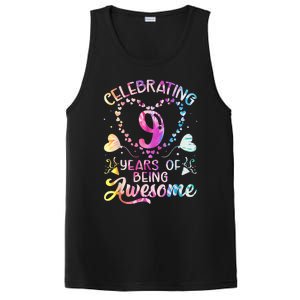 9 Years of Being Awesome 9 Years Old 9th Birthday Tie Dye PosiCharge Competitor Tank