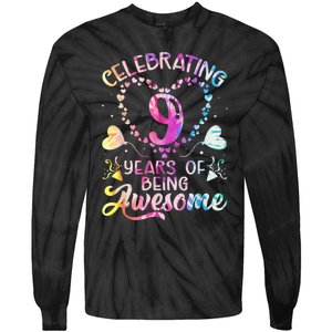 9 Years of Being Awesome 9 Years Old 9th Birthday Tie Dye Tie-Dye Long Sleeve Shirt