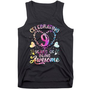 9 Years of Being Awesome 9 Years Old 9th Birthday Tie Dye Tank Top