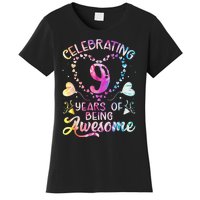 9 Years of Being Awesome 9 Years Old 9th Birthday Tie Dye Women's T-Shirt