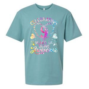 9 Years of Being Awesome 9 Years Old 9th Birthday Tie Dye Sueded Cloud Jersey T-Shirt