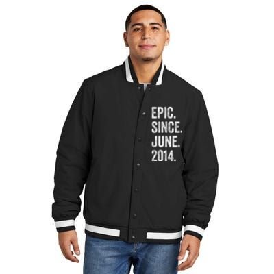 9 Years Old Epic Since June 2014 9th Birthday Insulated Varsity Jacket