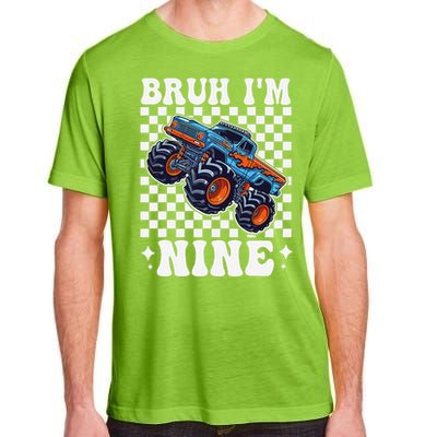 9 Years Old Boy Girl Bruh IM 9 Birthday Monster Truck Adult ChromaSoft Performance T-Shirt