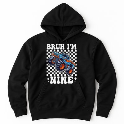 9 Years Old Boy Girl Bruh IM 9 Birthday Monster Truck Hoodie