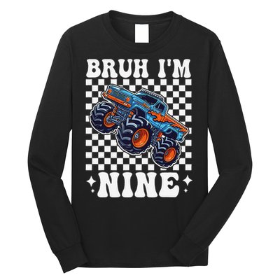 9 Years Old Boy Girl Bruh IM 9 Birthday Monster Truck Long Sleeve Shirt