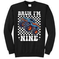 9 Years Old Boy Girl Bruh IM 9 Birthday Monster Truck Sweatshirt