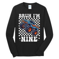 9 Years Old Boy Girl Bruh IM 9 Birthday Monster Truck Tall Long Sleeve T-Shirt