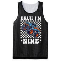 9 Years Old Boy Girl Bruh IM 9 Birthday Monster Truck Mesh Reversible Basketball Jersey Tank