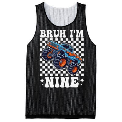 9 Years Old Boy Girl Bruh IM 9 Birthday Monster Truck Mesh Reversible Basketball Jersey Tank