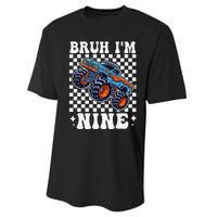 9 Years Old Boy Girl Bruh IM 9 Birthday Monster Truck Performance Sprint T-Shirt