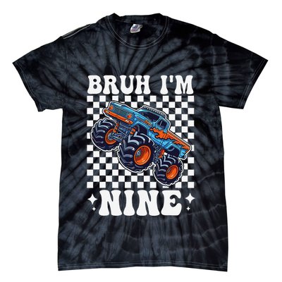 9 Years Old Boy Girl Bruh IM 9 Birthday Monster Truck Tie-Dye T-Shirt