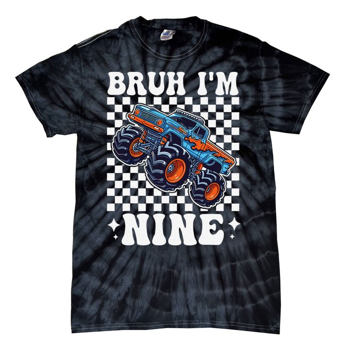 9 Years Old Boy Girl Bruh IM 9 Birthday Monster Truck Tie-Dye T-Shirt