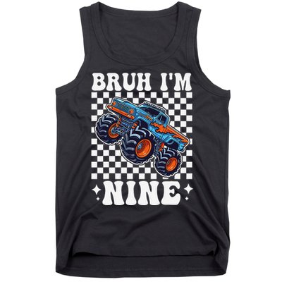 9 Years Old Boy Girl Bruh IM 9 Birthday Monster Truck Tank Top