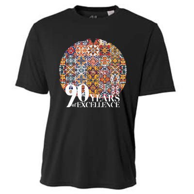 90 Years Of Excellence Spanish Tile Birthday Design Cooling Performance Crew T-Shirt