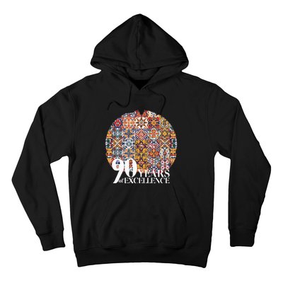 90 Years Of Excellence Spanish Tile Birthday Design Hoodie