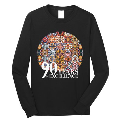 90 Years Of Excellence Spanish Tile Birthday Design Long Sleeve Shirt