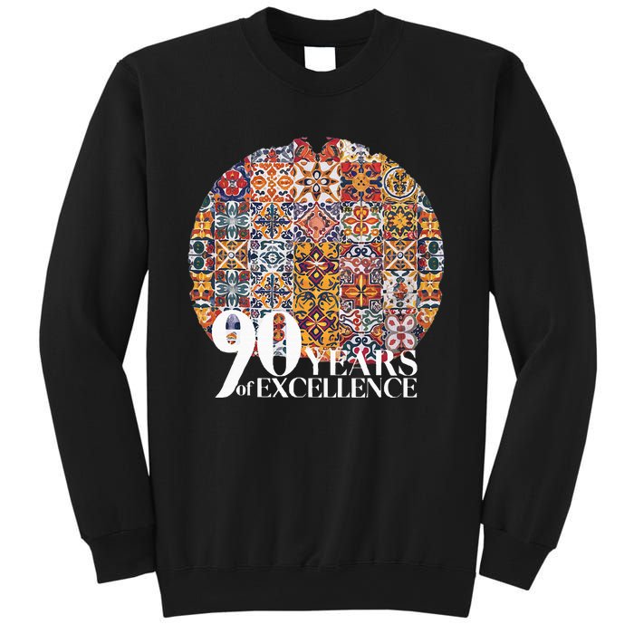 90 Years Of Excellence Spanish Tile Birthday Design Sweatshirt