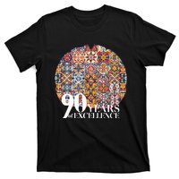 90 Years Of Excellence Spanish Tile Birthday Design T-Shirt