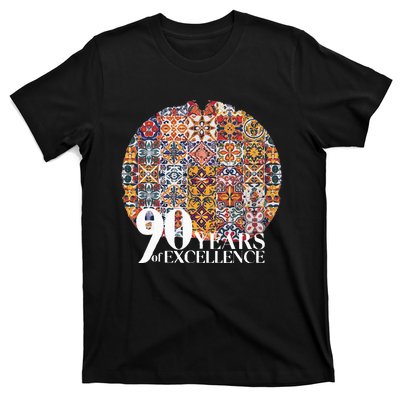 90 Years Of Excellence Spanish Tile Birthday Design T-Shirt