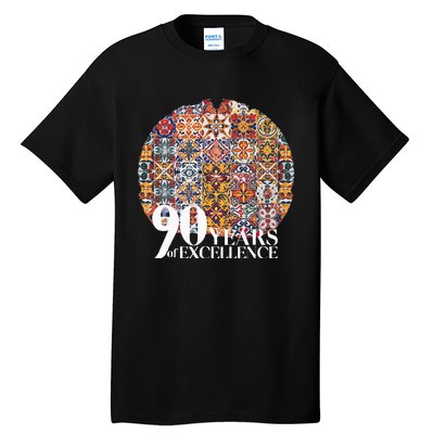 90 Years Of Excellence Spanish Tile Birthday Design Tall T-Shirt