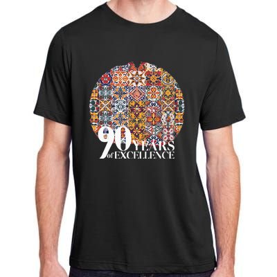 90 Years Of Excellence Spanish Tile Birthday Design Adult ChromaSoft Performance T-Shirt