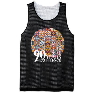 90 Years Of Excellence Spanish Tile Birthday Design Mesh Reversible Basketball Jersey Tank