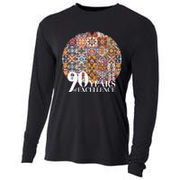 90 Years Of Excellence Spanish Tile Birthday Design Cooling Performance Long Sleeve Crew