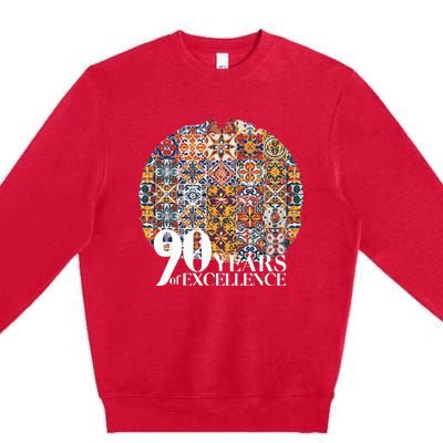 90 Years Of Excellence Spanish Tile Birthday Design Premium Crewneck Sweatshirt