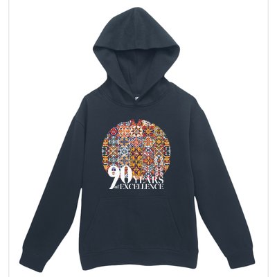 90 Years Of Excellence Spanish Tile Birthday Design Urban Pullover Hoodie