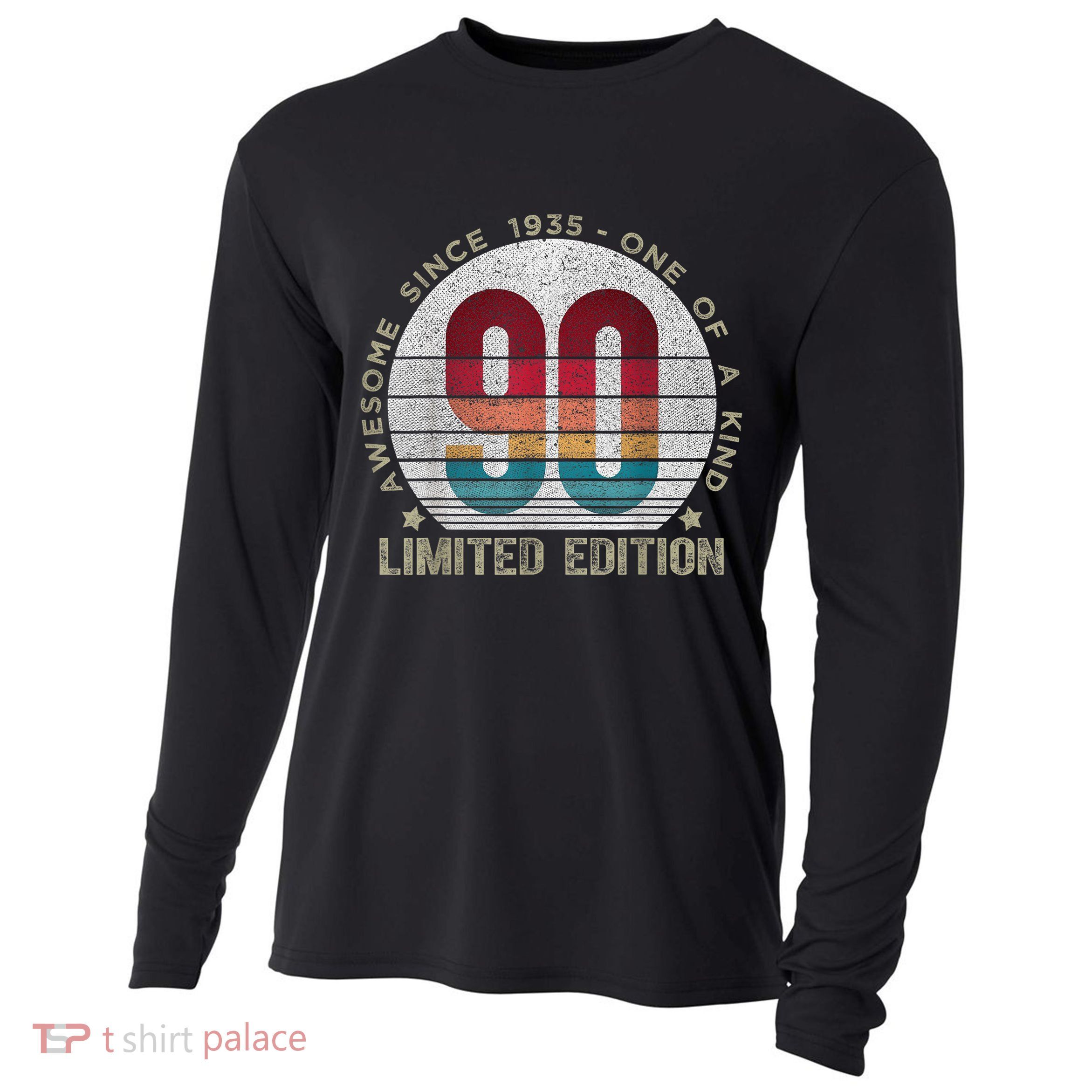 90 Year Old Vintage 1935 Limited Edition 90th Birthday Cooling Performance Long Sleeve Crew