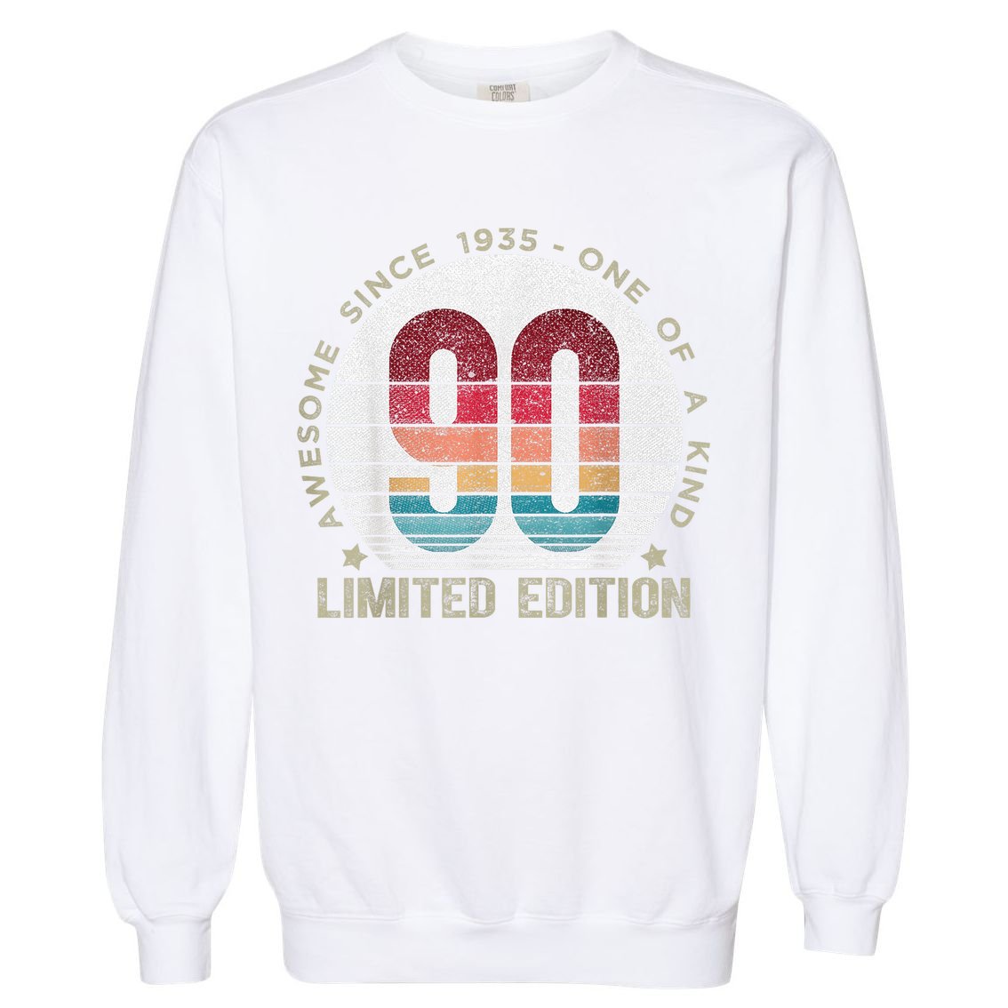 90 Year Old Vintage 1935 Limited Edition 90th Birthday Garment-Dyed Sweatshirt