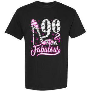 90 Years Old Gifts 90 & Fabulous 90th Birthday Pink Diamond Garment-Dyed Heavyweight T-Shirt