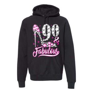 90 Years Old Gifts 90 & Fabulous 90th Birthday Pink Diamond Premium Hoodie