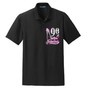 90 Years Old Gifts 90 & Fabulous 90th Birthday Pink Diamond Dry Zone Grid Polo