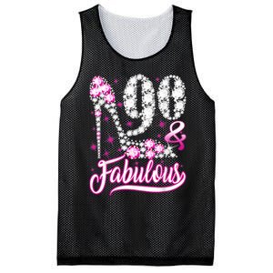 90 Years Old Gifts 90 & Fabulous 90th Birthday Pink Diamond Mesh Reversible Basketball Jersey Tank