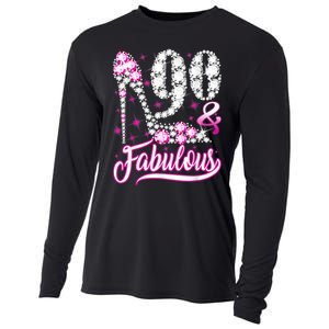 90 Years Old Gifts 90 & Fabulous 90th Birthday Pink Diamond Cooling Performance Long Sleeve Crew