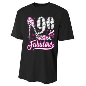 90 Years Old Gifts 90 & Fabulous 90th Birthday Pink Diamond Performance Sprint T-Shirt