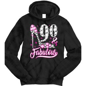 90 Years Old Gifts 90 & Fabulous 90th Birthday Pink Diamond Tie Dye Hoodie