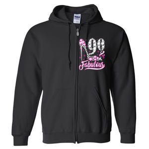 90 Years Old Gifts 90 & Fabulous 90th Birthday Pink Diamond Full Zip Hoodie