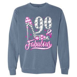 90 Years Old Gifts 90 & Fabulous 90th Birthday Pink Diamond Garment-Dyed Sweatshirt